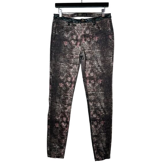 Zara Z1975 Denim Snakeskin Print Moto Pant - 28 - Picture 1 of 4
